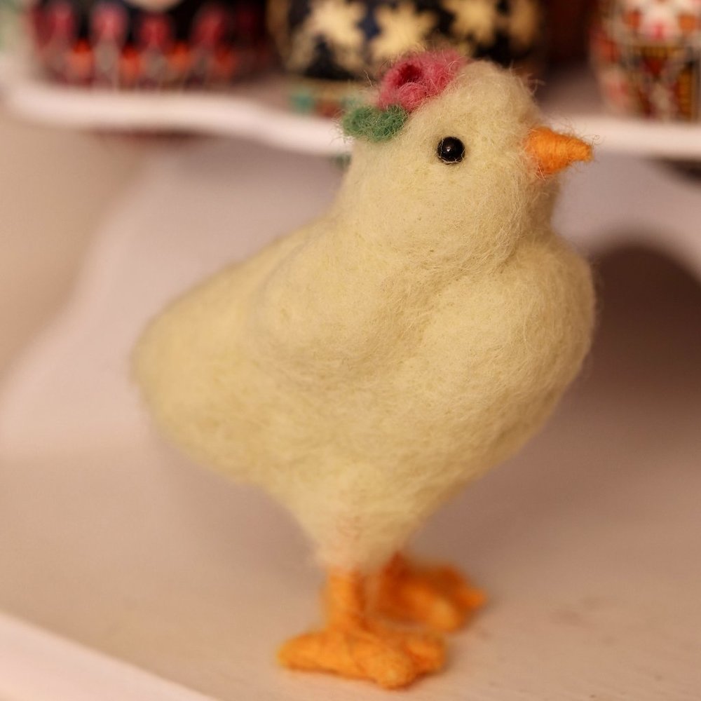 Celebrate Easter! One of a kind needle felted chickie made by me!